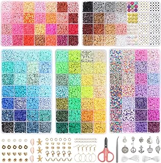QUEFE Clay Bead Bracelet Kit in Polymer with Charms- DIY Crafting Set for Adults- Heart/Jewelry Design