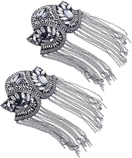 Crystal Beads Chain Shoulder Brooch with Pin Clasp for Women and Children, Leaf Design