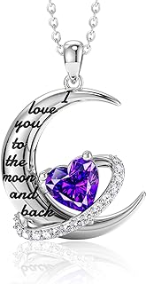 Lobster Clasp I Love You to the Moon and Back Pendant - Crisscross Chain - Cubic Zirconia Detailing - Gift for Mothers/Grandmas/Women - Heart Design - Gold Plated Sterling Silver