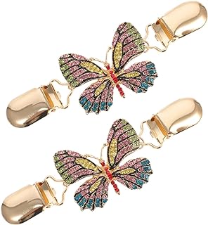 Valiclud Women's Vintage Diamond-Embellished Scarf Buckle with Butterfly Clasp - Set of 2, Alloy Accessory for Formal & Casual Wear