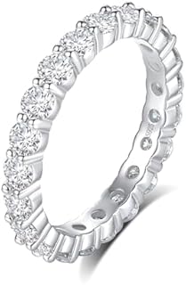 Eternity Band Wedding Ring with Moissanite for Women, Full Circle Design in 925 Sterling Silver