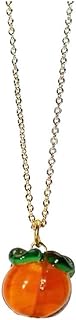 Charming Orange Pendant Necklace with Lobster Clasp, Perfect Gift for Women and Girls, Featuring Dainty Persimmon Fruit Design
