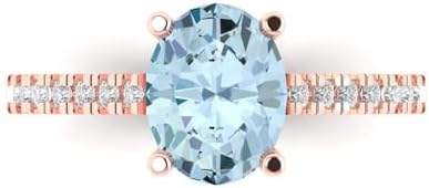 Oval Cut Sky Blue Topaz Solitaire Engagement Ring in 14k Rose Gold for Women, Elegant Clara Pucci Design