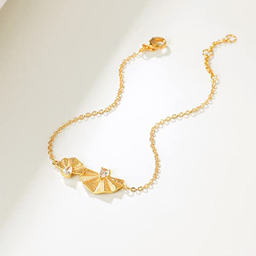 MEVECCO Women Gold Chain Bracelet, 18K Gold Plated Karma Adjustable Layered Bracelet Delicate Minimalist Handmade Bracelet for Women Jewelry