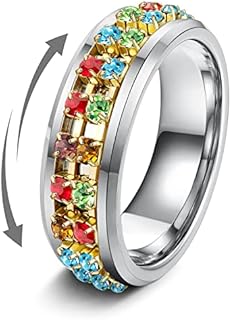 Stainless Steel Adjustable Fidget Spinner Wedding Rings for Stress Relief - Preppy Fashion Jewelry Set for Women & Teens