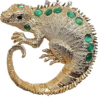 CYPINA Victorian Inspired Gold Tone Lizard Brooch Pin with Crystal Accents and Secure Pin Clasp
