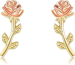 14k Solid Yellow Gold Flower/Infinity Heart/Cross/Leaf Earrings For Women, Dainty Simple Jewelry Gifts For Girls Her