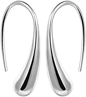 Women Fashion Teardrop Back Earrings,Small Sterling Sliver Plated Classic Dangle Hoop Earring Thread Drop Earrings
