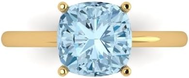 Cushion Cut Aquamarine Engagement Ring with Rose Gold for Her, Classic Design 2.5ct Natural Aquamarine