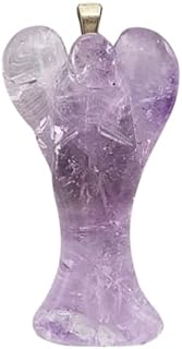 Amethyst Crystal Angel Necklace with Nickel Silver Chain - Angelic Gemstone Pendant