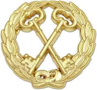 Wreathed Treasurer Keys Masonic Lapel Pin - [Gold][1 1/4'' Diameter]