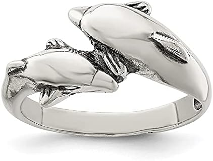 Delicate 925 Sterling Silver Dolphin Engagement Ring - Elegant Design for Women - Size 6 Sterling Silver Band Design