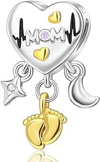 YUMINN Love Mom Forever Charm for 925 Sterling Silver for Women's Bracelets & Necklaces Dangle Pendant for Christmas Day Valentine's Day Mother's Day Jewelry Gifts for Girls