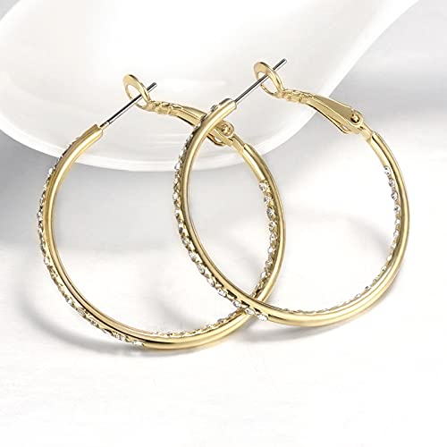 Hoop Earrings for Women - 14K Rose Gold Plated Hypoallergenic Lightweight CZ Big Hoop Earrings Set