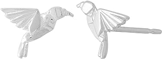 Push Back Sterling Silver Origami Bird Stud Earrings for Women - Hypoallergenic, Nickel-Free Delicate Design from Thailand