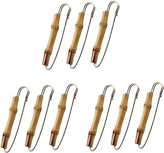 Safety Clasp Bamboo Brooches for Women - 9 Pcs Vintage Scarf Pins in a Bamboo Knot Design