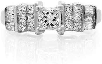 Rachel Koen 14k White Gold Princess Cut Diamond Engagement Ring, Size 7 - Elegant Design for the Bride-to-be