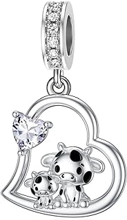 Sterling Silver Clasp Cow Charm Bracelet - Fitting Gift for Mothers - Unique Design for Women, Mom, and Mother-Daughter - No Gemstone Embellishment