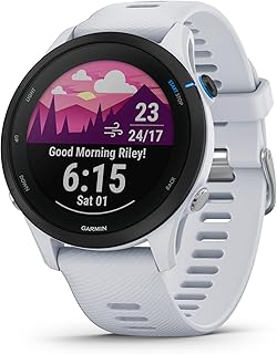 Garmin Forerunner 255 Montre Triathlon avec Musique Intégrée et GPS, Boîtier Blanc de 46 mm, Reconditionnée, Idéale pour les Athlètes Polyvalents
