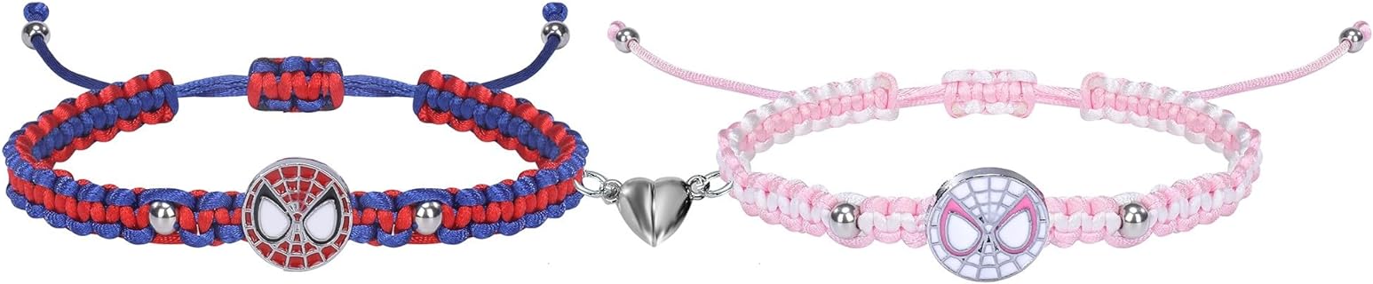 Spider Kitty Matching Bracelets For Couples Best Friend Bff Friendship Relationship Bracelets For Women Girls Cord String Rope Braided Bracelet Christmas Valentines Gifts