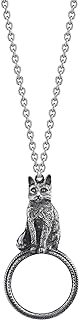 1928 Jewelry Women's Pewter Cat Magnifying Glass Pendant Necklace 30" - Magnification Power: 2-3X