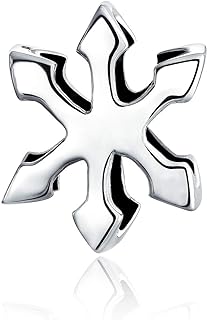 Holiday Party Frozen Winter Snowflake Shape Charm Bead Dangle For Women For Teen Plain .925 Sterling Silver For European Bracelet