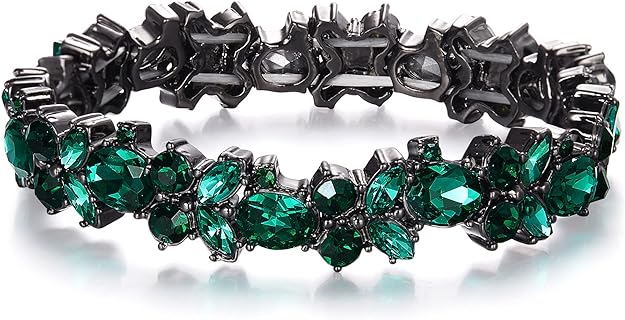 Elegant Marquise-Shape BriLove Wedding Bridal Bracelet for Women, No-Clasp Strand Chain Style, Made With Crystals and Alloy