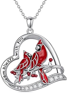 Cardinal Necklaces 925 Sterling Silver I Am Always with You Pendant Necklaces Red Cardinal Jewelry Gifts for Women Her Best Friends Girls Teens Daughter Mom Birthday Gifts Graduation Gifts