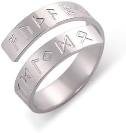 LIKGREAT Viking Rune Band Ring Elder Futhark Nordic Runic Symbols Pagan Celtic Wedding Thumb Rings Norse Scandinavian Jewelry for Men Women
