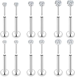 Lcolyoli 16G 18G 20G Threadless Push in Nose Rings Studs for Women Diamond CZ 2mm 2.5mm 3mm Surgical Steel Cartilage Earrings Tragus Earrings Helix Piercing Jewelry Threadless Earring