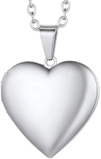 Heart Locket Necklace that Holds Pictures, 925 Sterling Silver/18K Gold/Platinum Plated Heart/Angel Wing/Tree of Life Photo Pendant with Adjustable Chain 20", Custom Photo/Text Jewelry for Women Girl