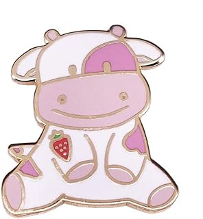 Kawaii Strawberry Cow Enamel Lapel Pin Badge Cartoon Cute Brooch Pin Gift for Women Men