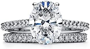 Moissanite Rings for Women 2 CT Oval Cut Wedding Ring Set Engagement Rings for Women 10k 14k 18k White Gold Rose Gold Yellow Gold Free Engraving