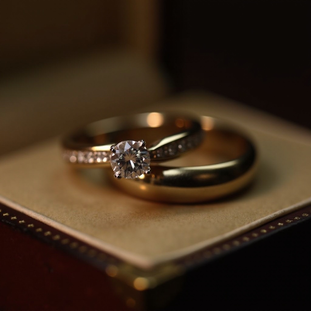 alliance et bague de fiancaille qui s'emboite
