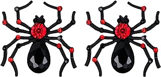 BriLove Halloween Costume Spiders Animal Crystal Rhinestone Gothic Tarantula Hook Dangle Earrings for Women Cosplay Party Prom