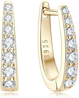 Moissanite-Studded Sterling Silver Hoop Earrings with Hinged Back Finding by DYUNQ, Delicate Design for Women and Men