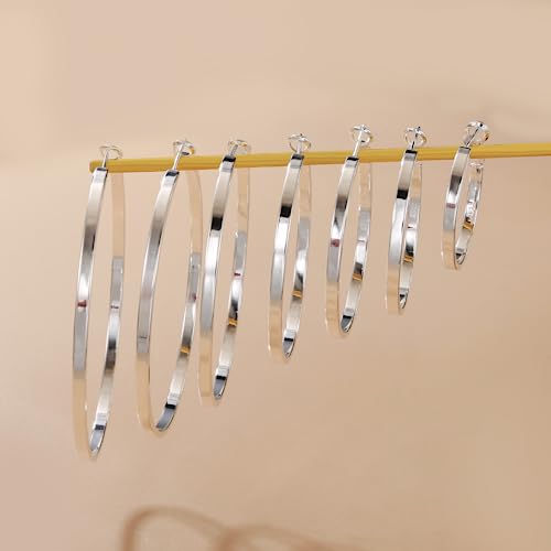 LOUMILEO Sterling Silver Hoop Earrings Large Silver Hoop Earrings for Women Lightweight Big Silver Hoop Earrings Hypoallergenic Thin Silver Hoop Earrings for Women Girls 30/40/50/60/65/70MM