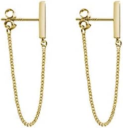 Women's Hypoallergenic Gold-Plated Sterling Silver Chain Dangle Earrings with Push Back Design