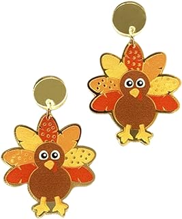 Unomor 1 Pair chrysanthemum halloween leopard print turkey stud earrings cute turkey earrings earring cute earrings for women girl trendy earrings autumn Fashion Acrylic Variety decorate