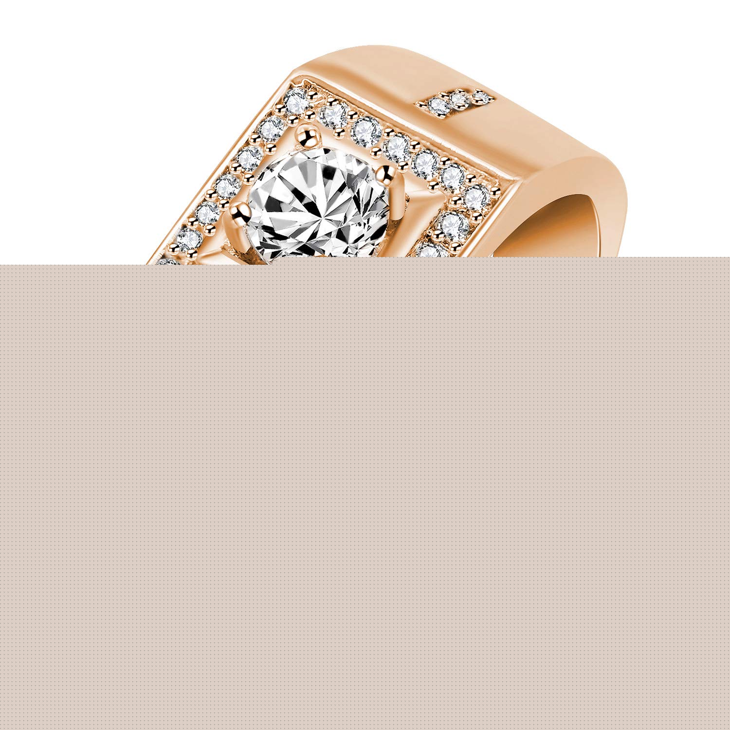 Uloveido Men's Square Wedding Band Cubic Zirconia Comfort Fit Gold/Platinum/Rose Gold Plated Engagement Ring Size 6 7 8 9 KR201