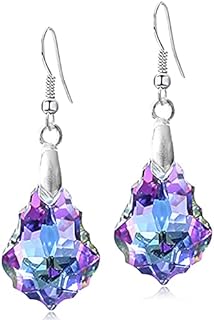 ANDPAI Unique Sparkly Multi-color Crystal Teardrop Dangle Drop Earrings Rainbow Crystal Geometry Earrings for Women Girls Statement Chic Charm Jewelry Gifts