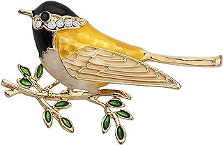 Sparrow Bird Brooch Pin in Gold Tone for Women & Girls with Pin Clasp, Bird Branch Design in Alloy Material