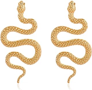 Gold Snake Earrings Halloween Costumes for Women Girls Snake Earring Stud Hypoallergenic Halloween Costume Earrings Cosplay Accessories for Women Snake Drop Earrings Gifts