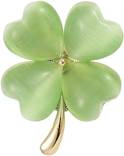 Gold-Plated Four-Leaf Clover Brooch Pin with Love Heart Flower Design for Women and Men, Unisex Fashion Lapel Pins, St. Patrick's Day & Birthday Jewelry Gift