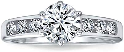 Personalize Classic Cubic Zirconia 3CT AAA CZ 6 Prong Setting Round Brilliant Cut Promise Solitaire Engagement Ring For Women .925 Sterling Silver Rose 14K Yellow Gold Plated Customizable