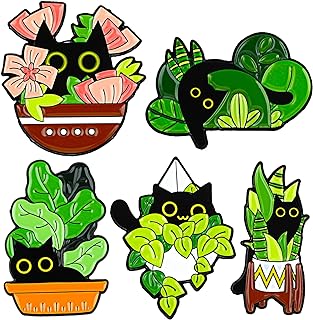 5Pcs Funny Animal Enamel Brooch Pins Badges, Mabor Cat Enamel Pins Set Cartoon Lapel Badges for Women Girl Cute Black Cat Pins for Bags Clothing
