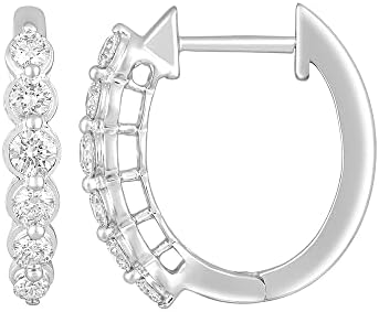 10K Gold or Silver Lab Grown Diamond Hoop Earrings (1/2 cttw, E-F Color, VS1 Clarity)