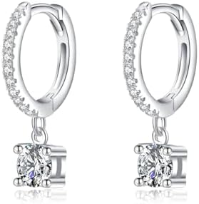SLUYNZ Solid 925 Sterling Silver CZ Hoop Earrings for Women Teen Girls Small CZ Hoop Earrings Huggie Drop