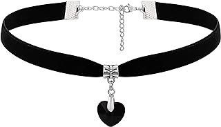 Sacina Gothic Vintage Heart Choker Necklace, Black Heart Choker, Black Velvet Choker, Black Choker for Women, Goth Choker, Christmas New Year Jewelry Gift for Women