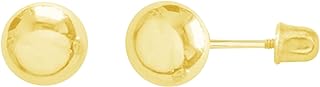Ritastephens 14k Yellow Gold Ball Stud Post Earrings 3,4,5,6,7mm with Screw Backs